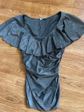 Moschino Cheap And Chic Metallic Silver Gray Top US 8